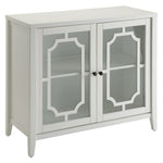 Charis White Wood Console Table with 2 Glass Doors