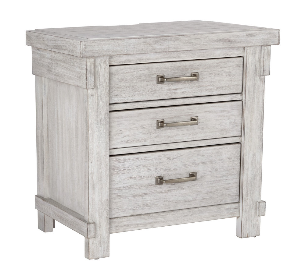 Brashland White Wood 3-Drawer Nightstand