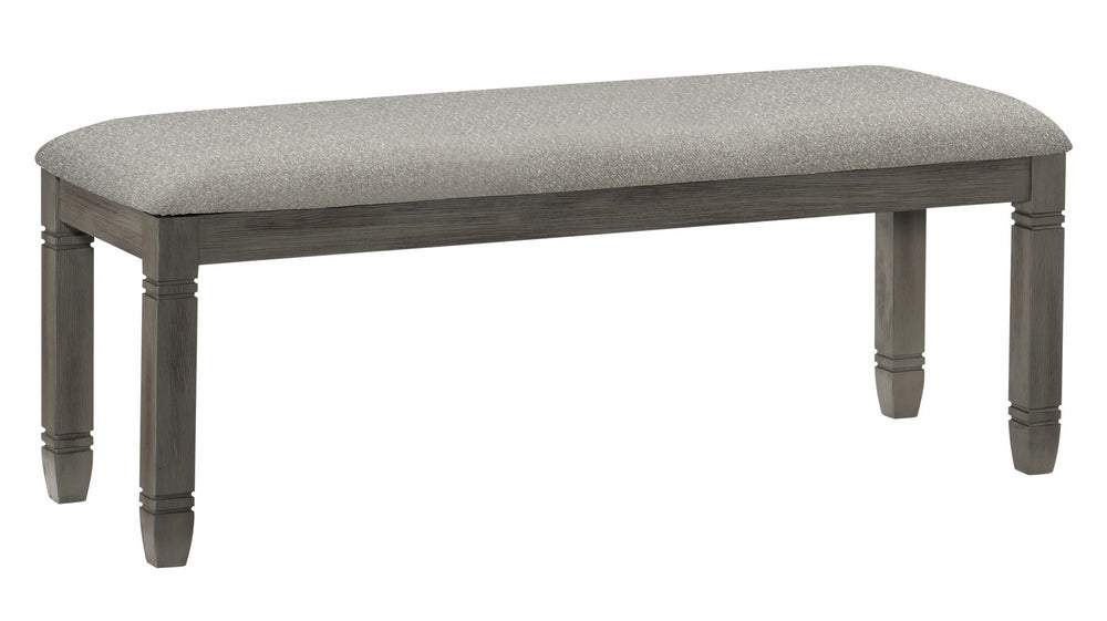 Granby Gray Fabric/Antique Gray Wood Dining Bench