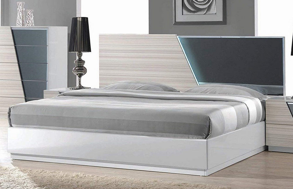 Manchester Zebra Grey Wood Queen Bed with LED