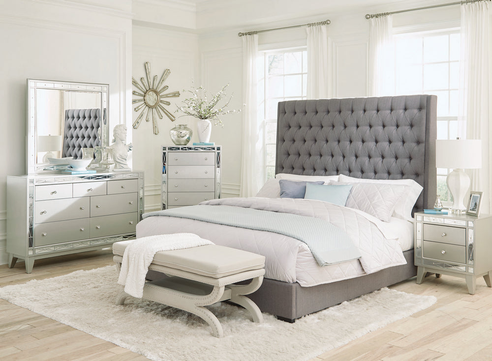 Camille 5-Pc Grey/Metallic Mercury Queen Bedroom Set