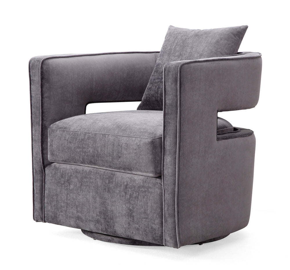 Kennedy Grey Velvet Swivel Accent Chair