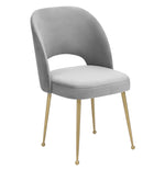 Swell Light Grey Velvet/Gold Meta Side Chair