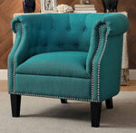 Karlock Teal Fabric Accent Chair with Nailheads