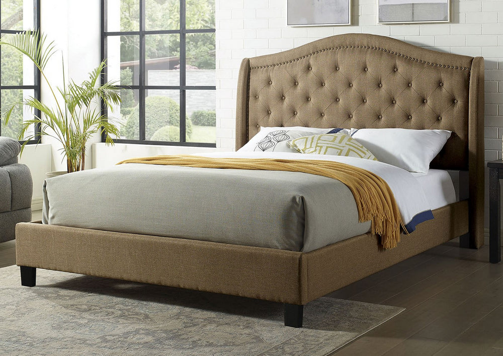 Carly Brown Linen-Like Fabric Full Bed