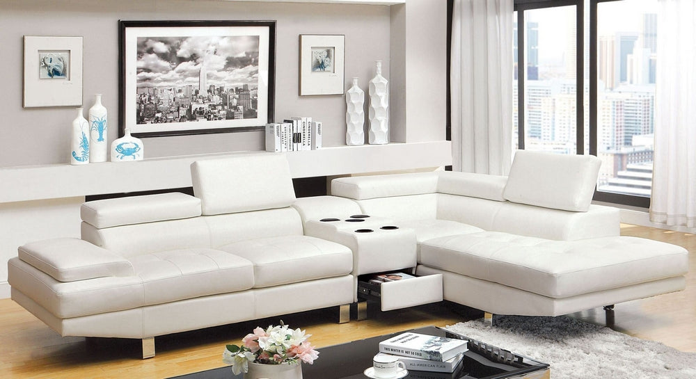 Kemina White Sectional with Speaker Console