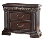 Africa Dark Cherry Wood 2-Drawer Nightstand