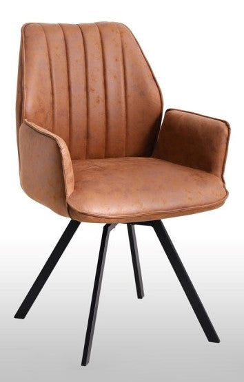 Vilma 2 Brown Fabric/Metal Arm Chairs