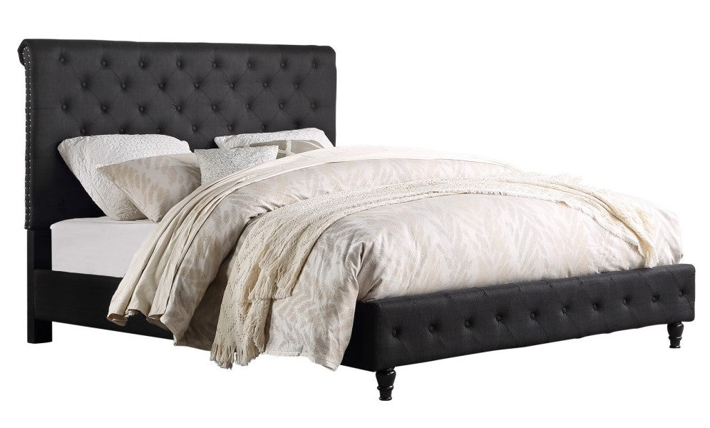 Kathy Black Fabric Queen Platform Bed