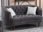 Farah Grey Linen Tufted Loveseat