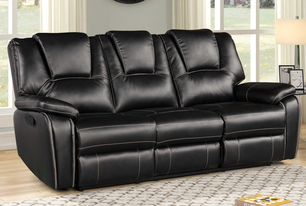 Devorah Black Leatherette Manual Recliner Sofa