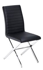 Timber 2 Black Faux Leather/Chrome Metal Side Chairs