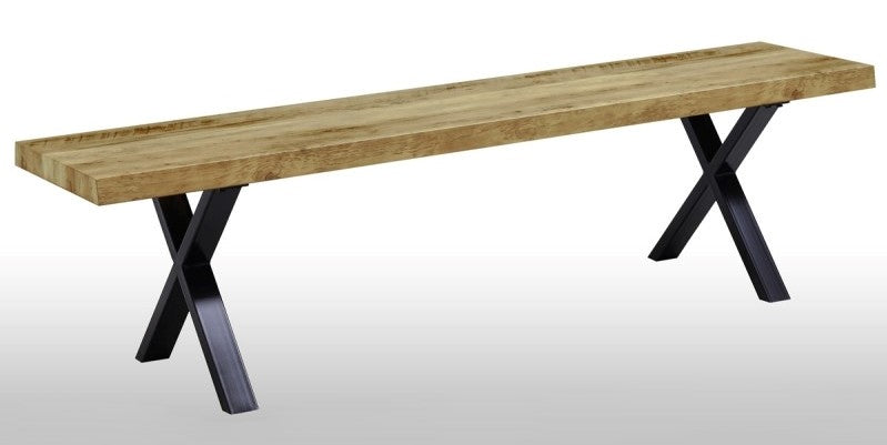 Vilma Rustic Natural Wood/Metal Dining Bench