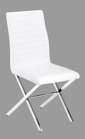 Timber 2 White Faux Leather/Chrome Metal Side Chairs