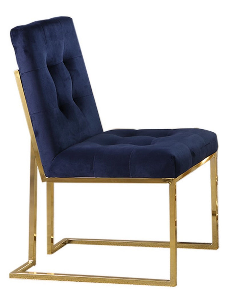 Kina 2 Blue Velvet/Gold Metal Side Chairs