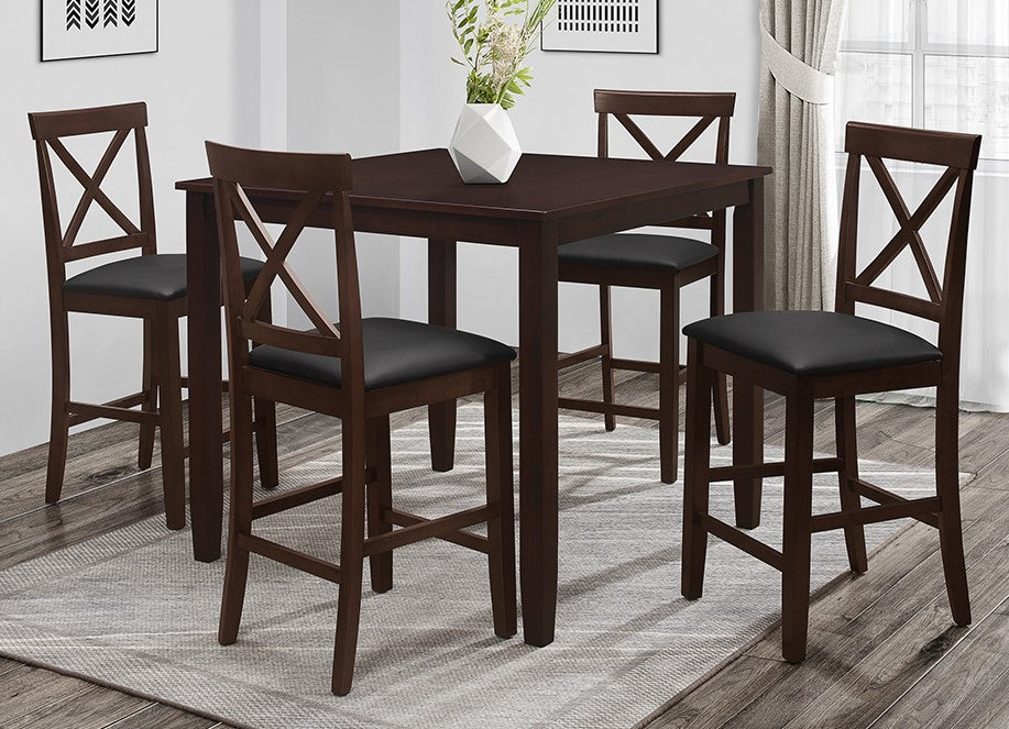 Agnetha 5-Pc Espresso Counter Height Table Set