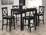 Agnetha 5Pc Black Wood Counter Height Table Set