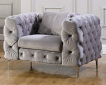 Felicity Grey Velvet Button Tufted Chair