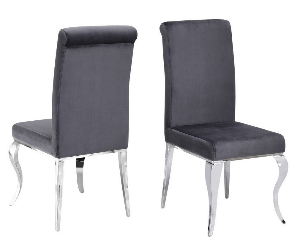 Tristian 2 Grey Velvet/Metal Side Chairs