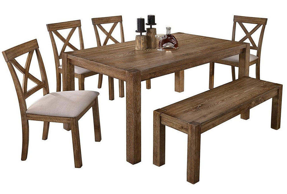 Janet 6-Pc Driftwood Wood Dining Table Set