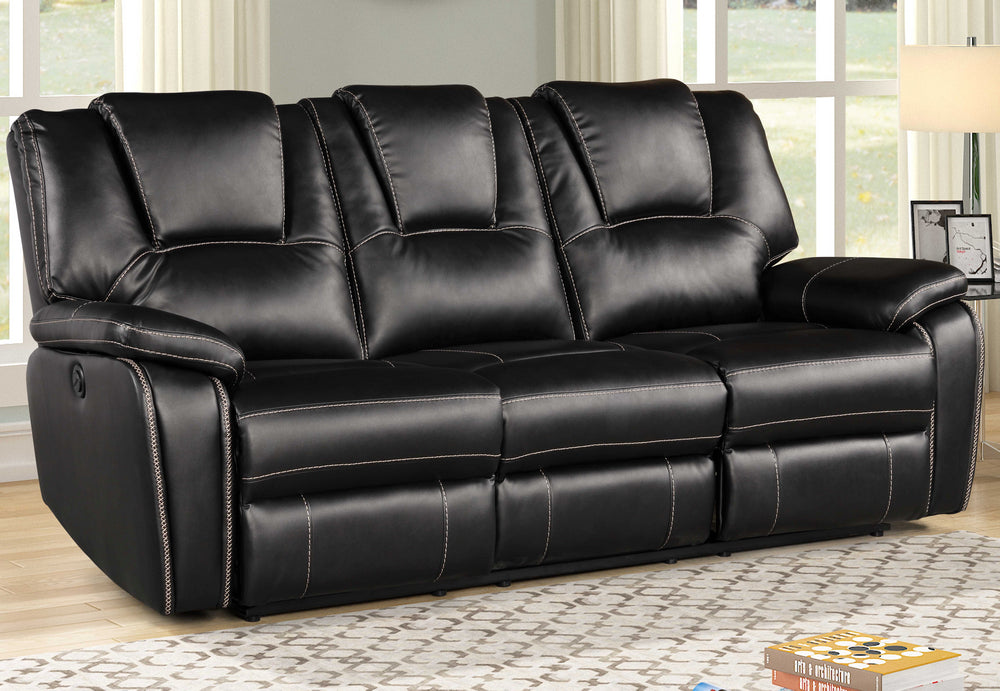 Devorah Black Leatherette Power Recliner Sofa