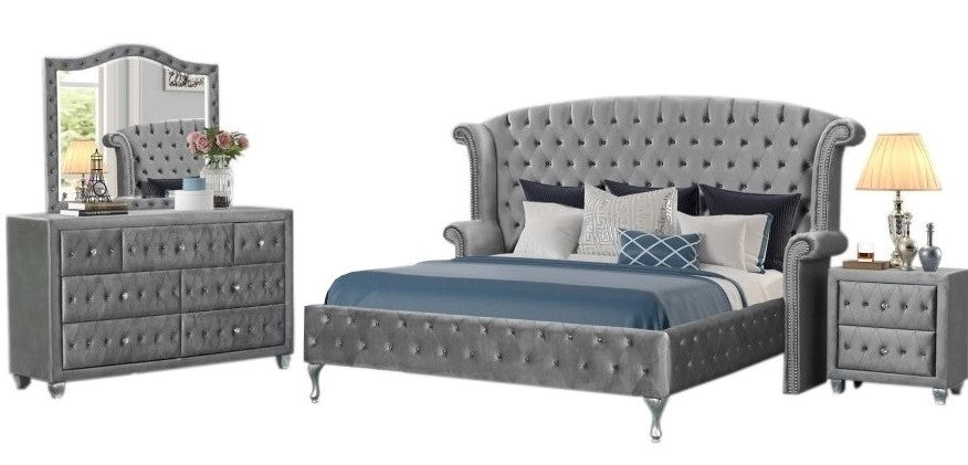 Emma 5-Pc Grey Cal King Bed Set (Oversized)