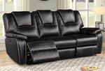 Devorah Black Leatherette Power Recliner Sofa