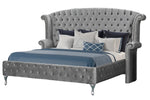 Emma 5-Pc Grey Crushed Velvet Queen Bed Set