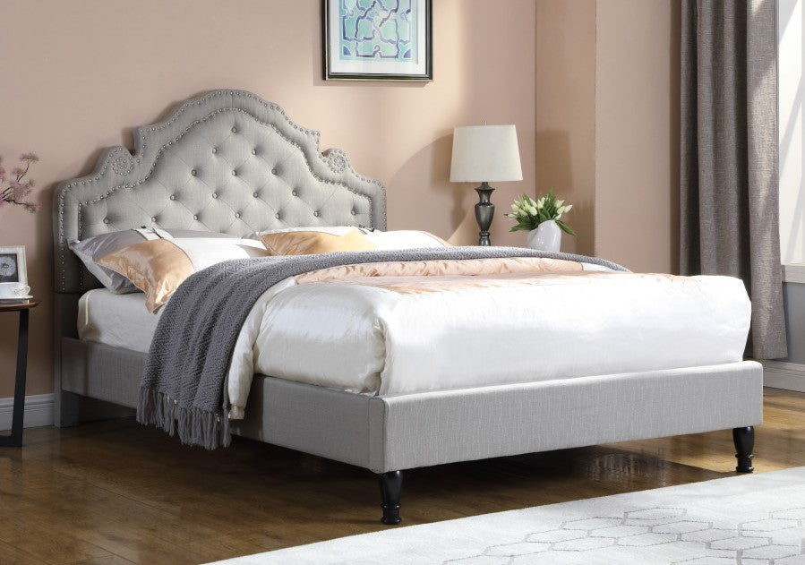 Ilena Gray Fabric Upholstered Cal King Bed