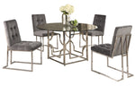 Kina Clear Glass/Silver Metal 54" Dining Table