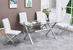 Timber 2 White Faux Leather/Chrome Metal Side Chairs