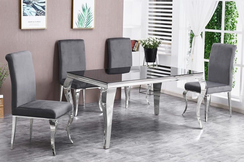 Tristian 2 Grey Velvet/Metal Side Chairs