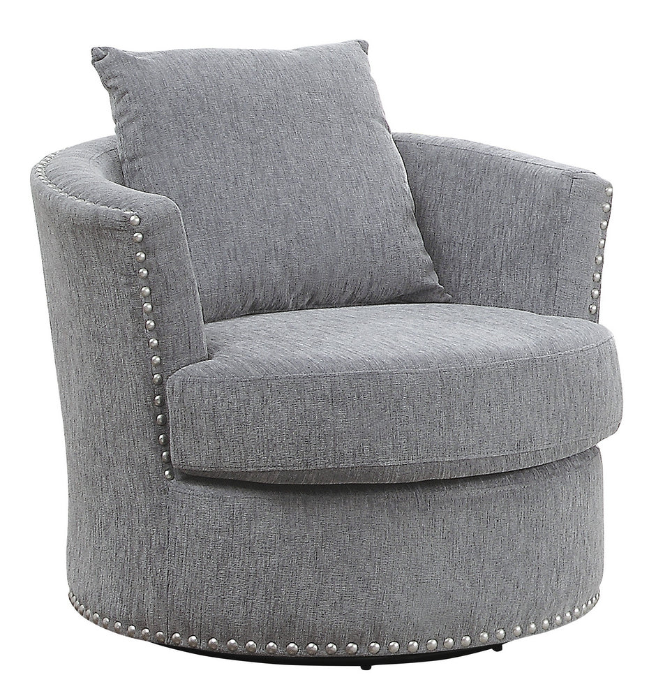 Morelia Dark Gray Chenille Fabric Swivel Chair