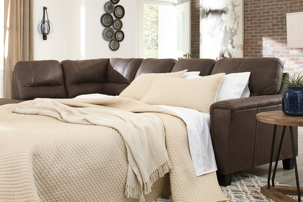 Navi 2-Pc Chestnut Faux Leather LAF Sectional with Sleeper (Oversized)