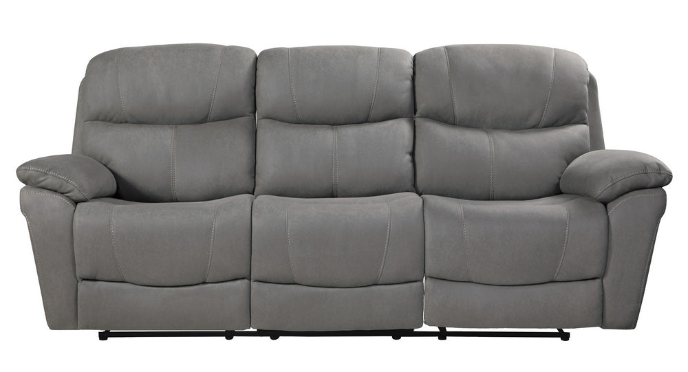 Longvale Gray Polished Microfiber Manual Recliner Sofa