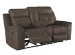 Jesolo Coffee Faux Suede Fabric Manual Recliner Loveseat