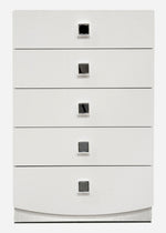 France White Lacquer Wood 5-Drawer Chest