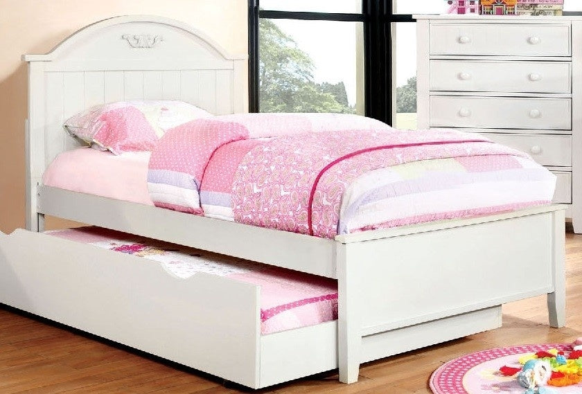 Medina White Twin Panel Bed with Trundle