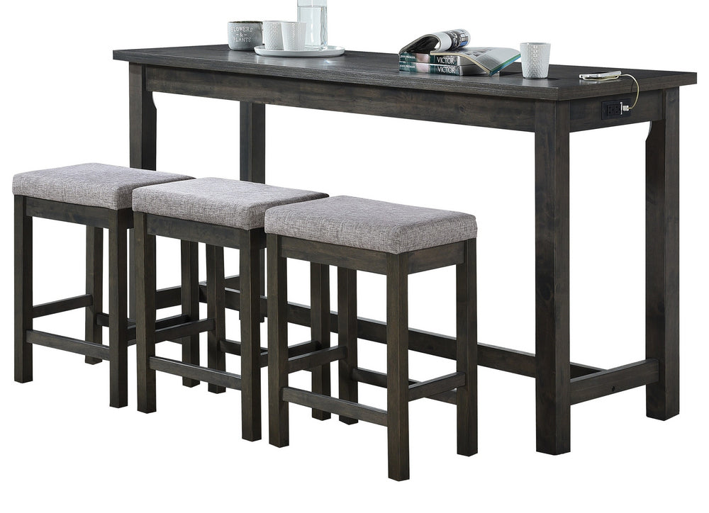 Connected 4-Pc Gray Wood Counter Height Table Set