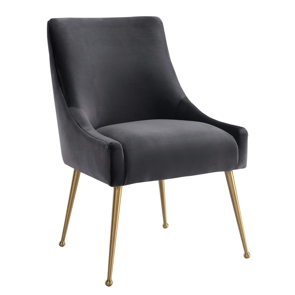 Beatrix Grey Velvet/Gold Metal Side Chair