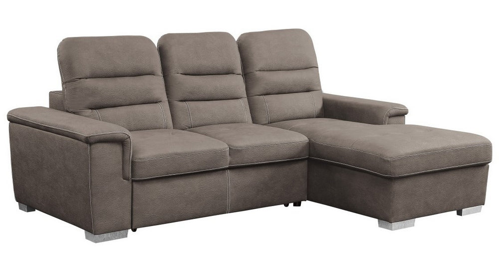 Alfio 2-Pc Taupe Fabric RAF Sectional with Pull-out Bed