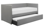 Adra Gray Faux Leather Twin Daybed with Trundle