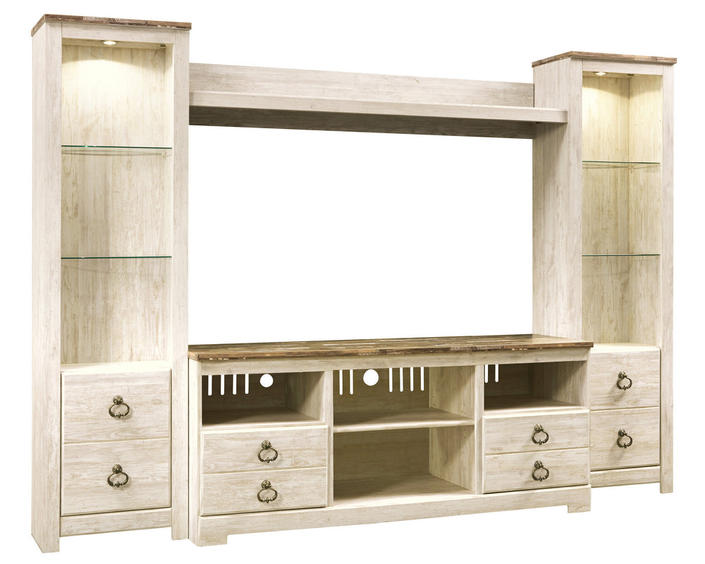 Willowton Whitewash Wood Entertainment Center