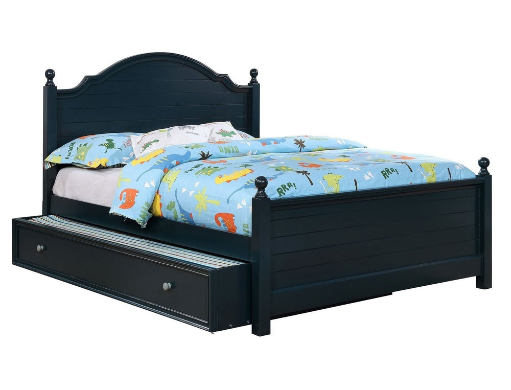 Diane Blue Solid Wood Full Bed with Trundle