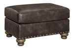 Nicorvo Coffee Faux Leather Ottoman