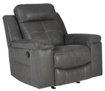 Jesolo Dark Gray Faux Suede Fabric Manual Rocker Recliner