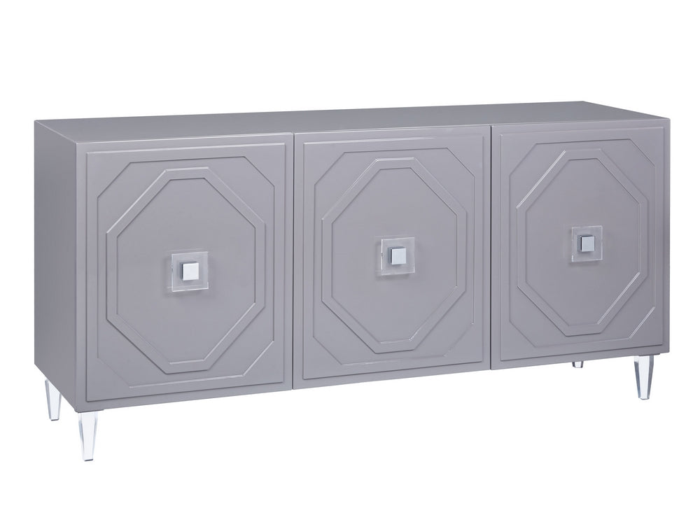 Andros Grey Wood Lacquer Buffet with Lucite Legs