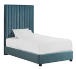 Arabelle Sea Blue Velvet Twin Platform Bed