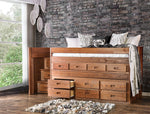 Cleo Mahogany Wood Twin Captain Bed w/Storage