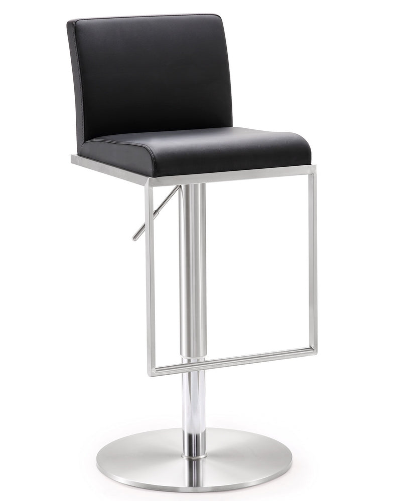 Amalfi Black Vegan Leather/Metal Adjustable Bar Stool